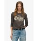 Superdry T-shirt avec logo et bordures Vintage marron