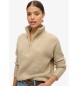 Superdry Pull beige essentiel à col zippé