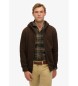 Superdry Bluza z kapturem Essential Logo Zip brązowa