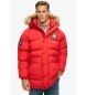 Superdry Lange parka met baffles Everest rood  