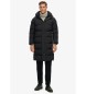 Superdry Long quilted jacket with hood black