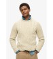 Superdry Pull en tricot tressé Jacob blanc