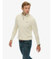 Superdry Džemper z ovratnikom Mao v bež barvi z zadrgo