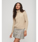 Superdry Beige roll-necked jumper with dropped shoulders and turndown collar