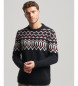 Superdry Knitted pullover with round neck and navy alpine greaves