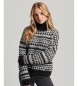 Superdry Short knitted jumper with turn-down collar black