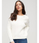 Superdry Knitted braided jumper with round neck and white dropped shoulders