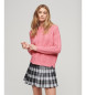 Superdry Pink knitted braided jumper with round neck and dropped shoulders