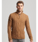 Superdry Braided knitted jumper with half zip Vintage Jacob brown