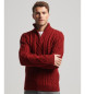 Superdry Braided knitted pullover with half zip Vintage Jacob red