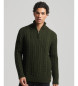 Superdry Pull en tricot tressé demi-zip Vintage Jacob green