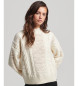 Superdry Knitted pullover with round neck, white knitted, ecru