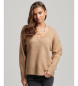 Superdry Extra grote beige trui met V-hals