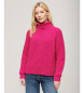 Superdry Locker gestrickter Pullover mit Umlegekragen rosa