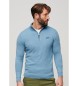 Superdry Niebieski sweter z kaszmiru i kołnierzem piekarskim