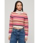 Superdry Maglia cropped a collo alto a righe multicolor