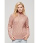 Superdry Maglione dolcevita rosa lavorato a trecce