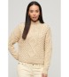 Superdry Aran beige plaited knitted jumper