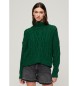 Superdry Pull en tricot tressé avec col polo vert