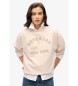 Superdry Loose-fitting sweatshirt with metallic Luxe logo beige