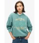 Superdry Löst sittande sweatshirt med metallisk logotyp Luxe turkos