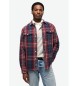 Superdry Merchant Store navy plaid check shirt, red