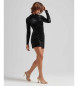 Superdry Long sleeved black velvet mini-dress