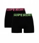 Superdry 2 pakker boxershorts i kologisk bomuld med dobbeltlogo, sort