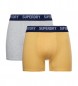 Superdry Pack de 2 cuecas boxer cuecas boxer em algodo orgnico amarelo, cinzento