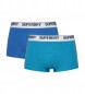 Superdry Pack de 2 cuecas boxer azuis em algodão orgânico