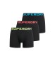 Superdry Paket 3 kratkih hlač Boxer črno besedilo
