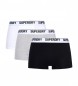 Superdry Förpackning med tre boxershorts i ekologisk bomull - svart, grå, vit