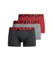 Superdry 3er Pack Boxershorts aus Bio-Baumwolle rot, schwarz, grau