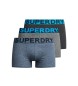 Superdry Pack 3 Calções boxer em algodão orgânico cinzento, azul