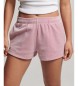 Superdry Žametne kratke hlače z rožnatim logotipom S