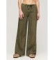 Superdry Pantaloni di lino verdi a vita bassa