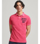 Superdry Polo dalla vestibilità classica con applicazioni rosa