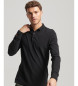 Superdry Polo de piqué de algodón y manga larga negro