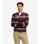 Superdry Polo rugby Double Emblem Stripe Rugby grenat