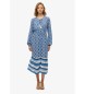 Superdry Blauwe midi-jurk met print