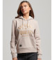 Superdry Sweatshirt med hætte og metallisk logo Luxe grey