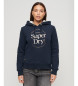 Superdry Sweatshirt com capuz e logótipo Luxe navy metálico