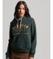 Superdry Sweatshirt com capuz e logótipo Luxe metálico em verde