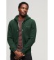 Superdry Sweatshirt med hætte, lynlås og logo Essential green