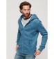 Superdry Sweatshirt med hætte, lynlås og logo Essential blue