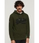 Superdry Langärmeliges Kapuzensweatshirt mit grüner Stickerei
