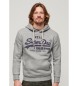 Superdry Grå vintage sweatshirt med huva och logotyp