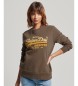 Superdry Sweatshirt med rund hals og vintage-logo med brune kanter