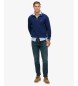 Superdry Preppy marineblå sweatshirt med halv lynlås