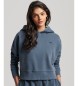 Superdry Kort sweatshirt med huva och blå tvättad effekt